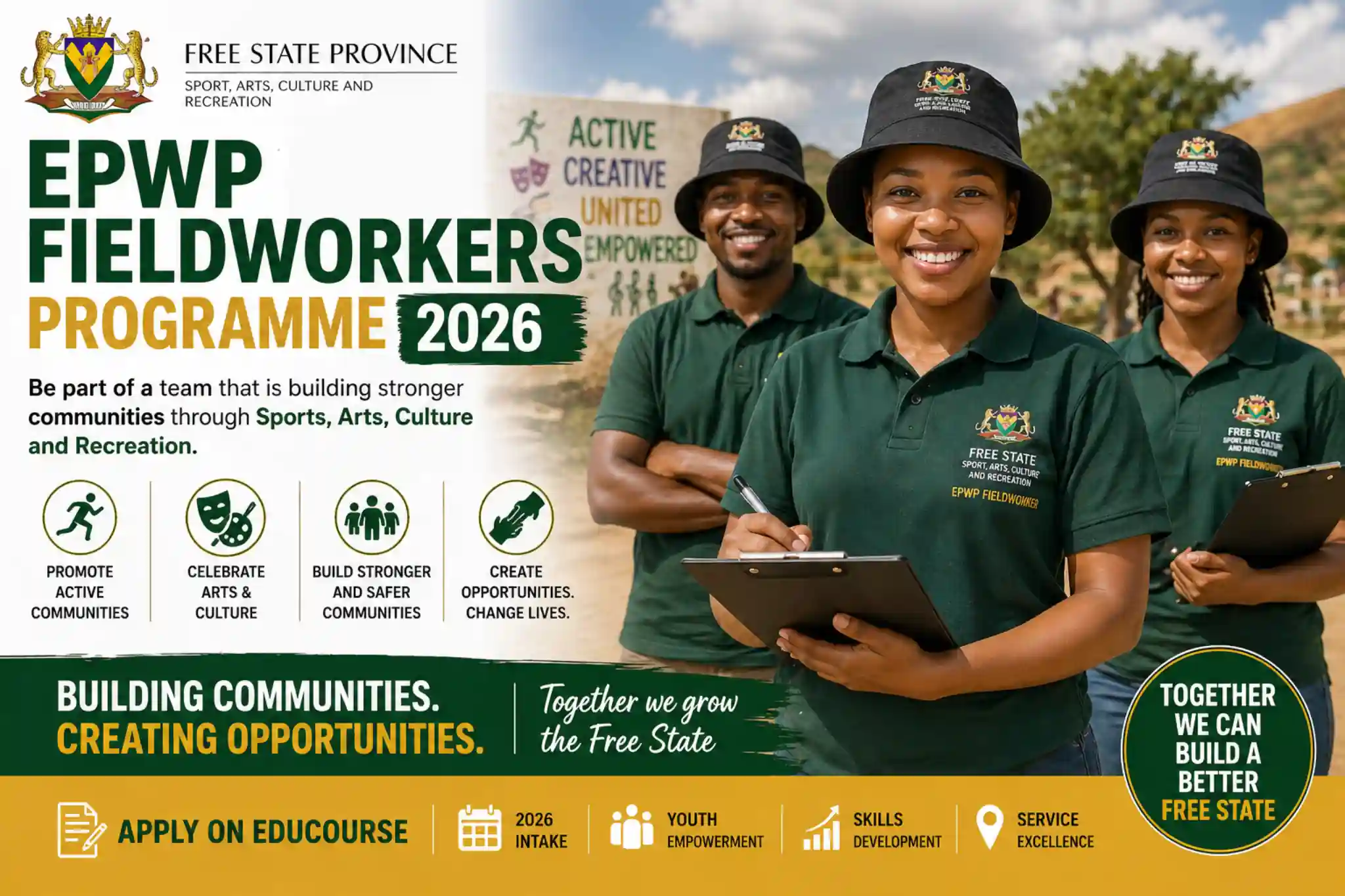 Free State Sports, Arts, Culture and Recreation EPWP Fieldworkers Programme 2026 - Job Tree