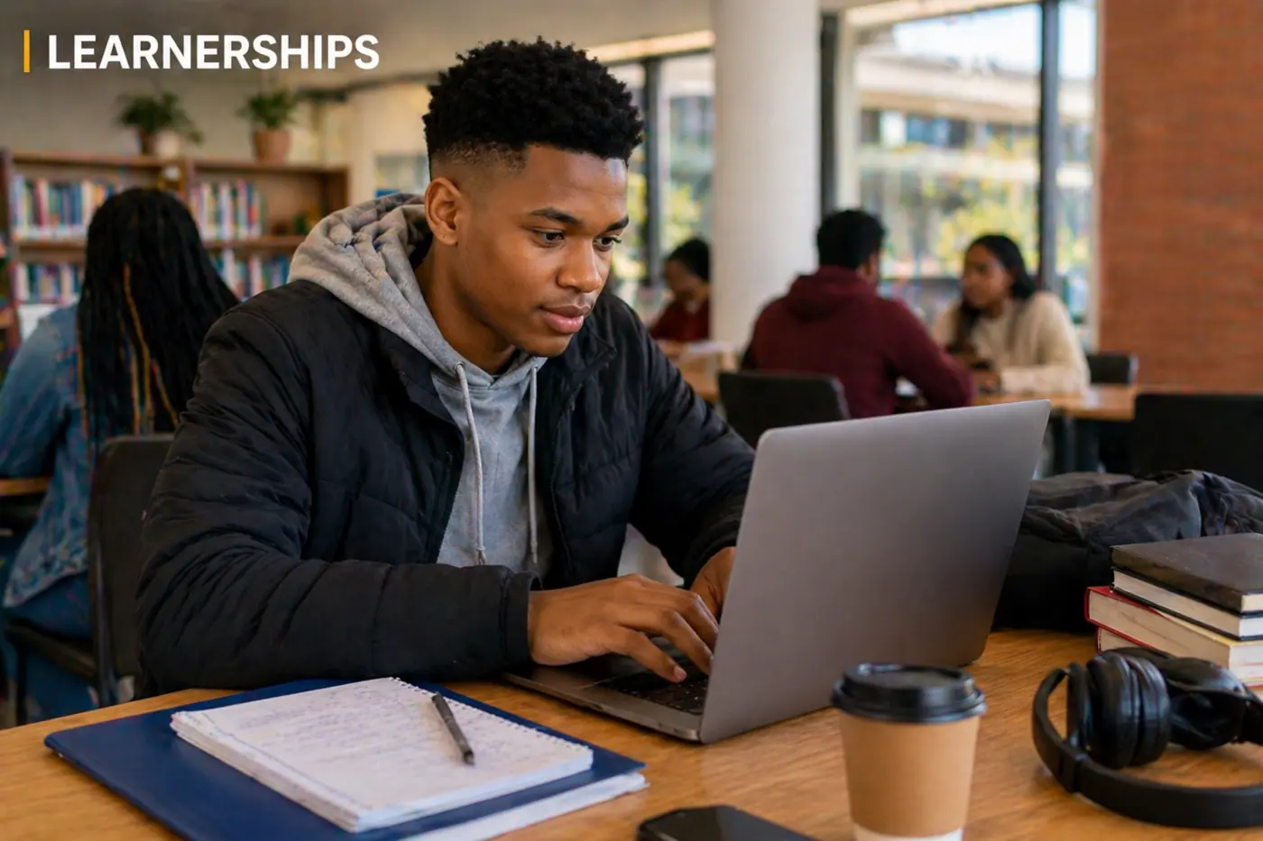 Young South African applying for learnerships on a laptop