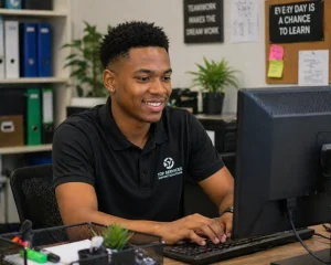 Young South African working in an entry level job without matric