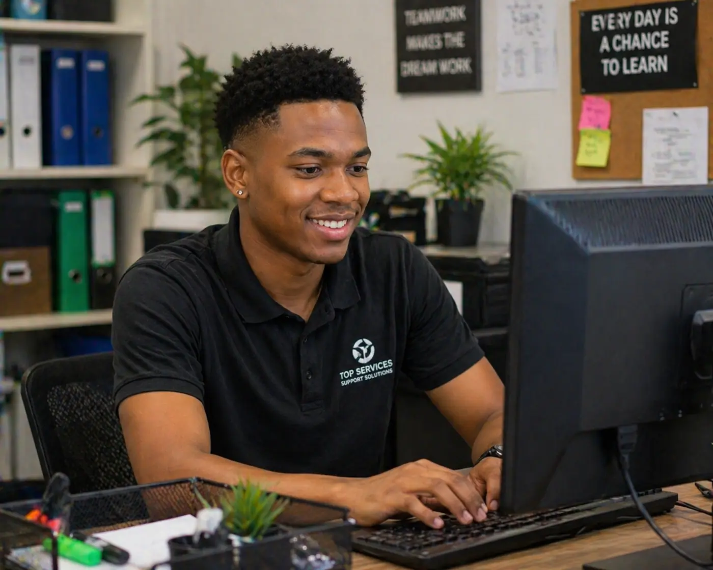 Young South African working in an entry level job without matric