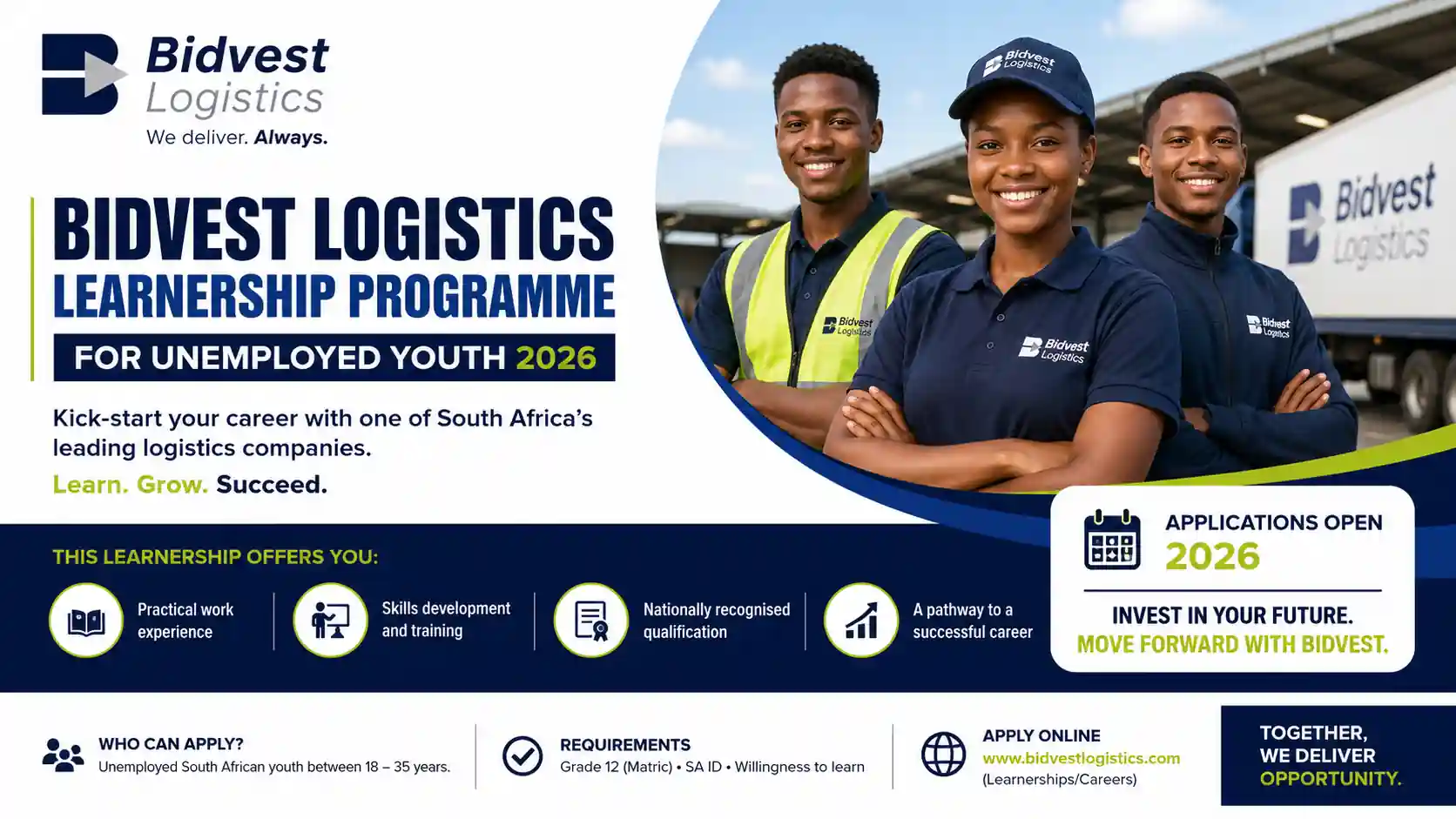 Bidvest Logistics Learnership Programme for Unemployed Youth 2026 Intake
