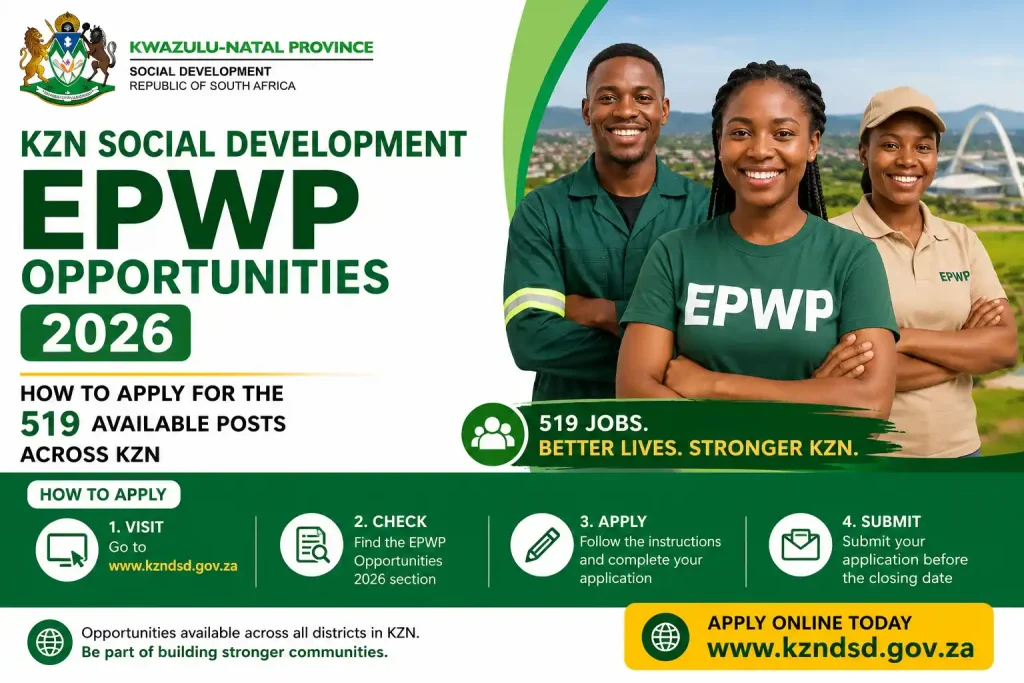KZN Social Development EPWP Opportunities 2026