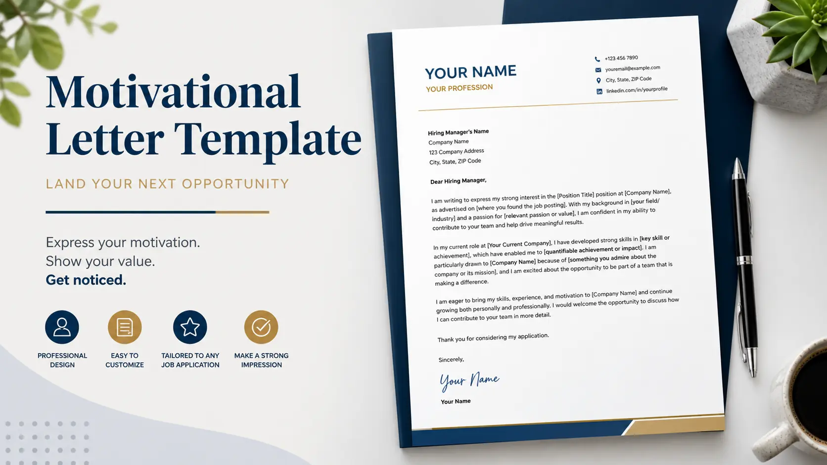 Motivational letter template for any job