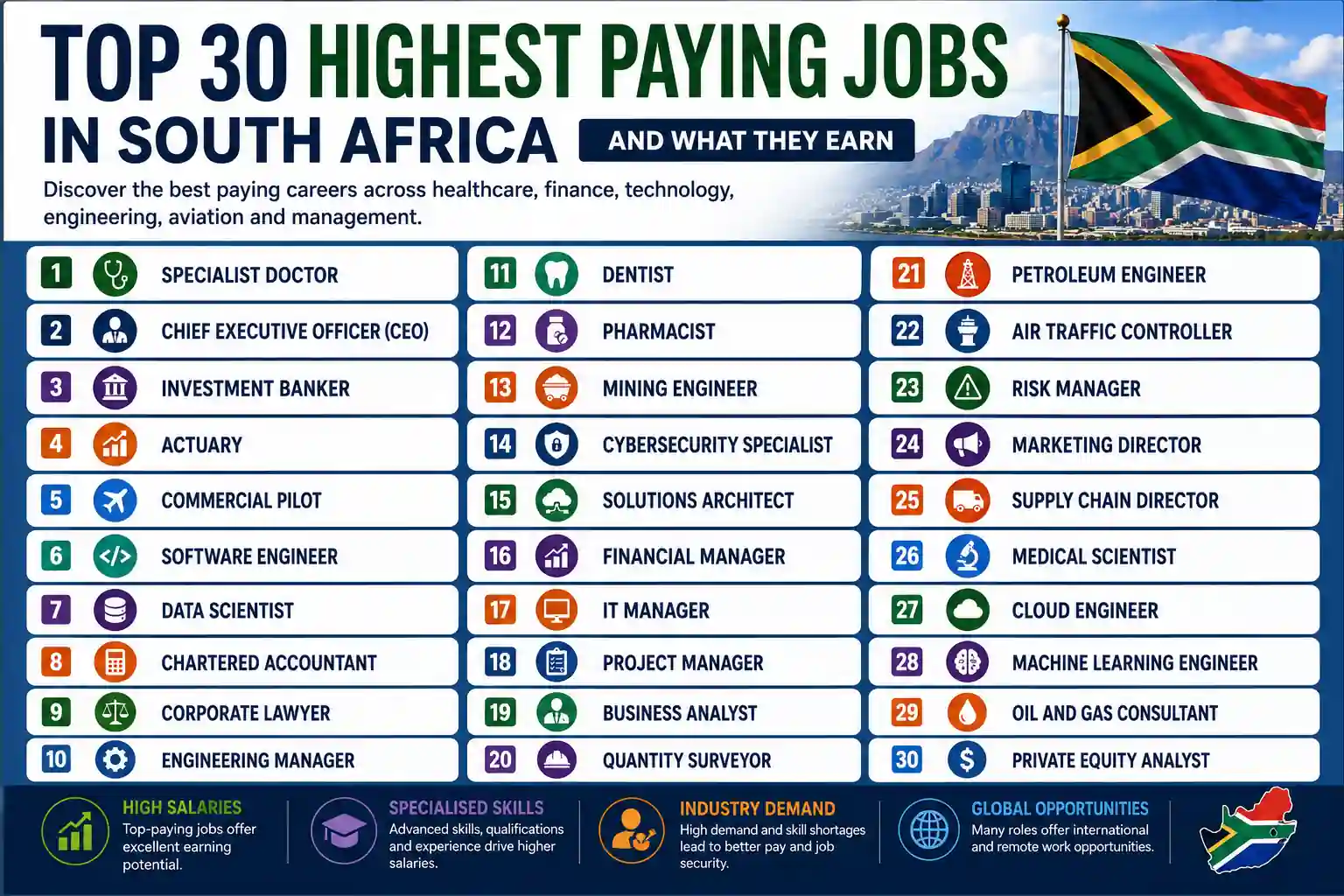 Top 30 Highest Paying Jobs in South Africa and What They Earn