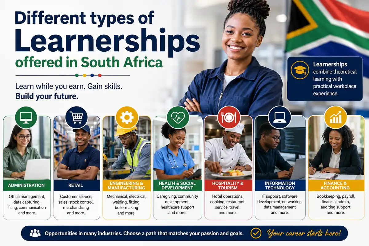 Different types of learnerships offered in South Africa