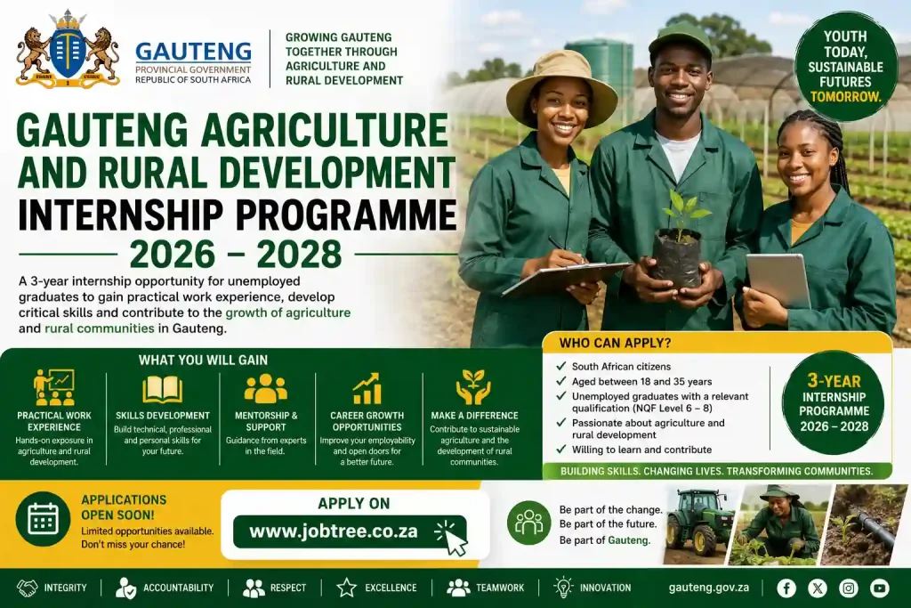 Gauteng Agriculture and Rural Development Internship Programme 2026 – 2028