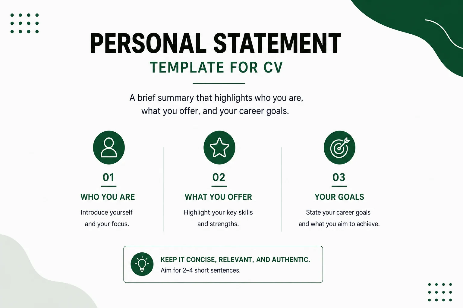 Personal statement template for CV