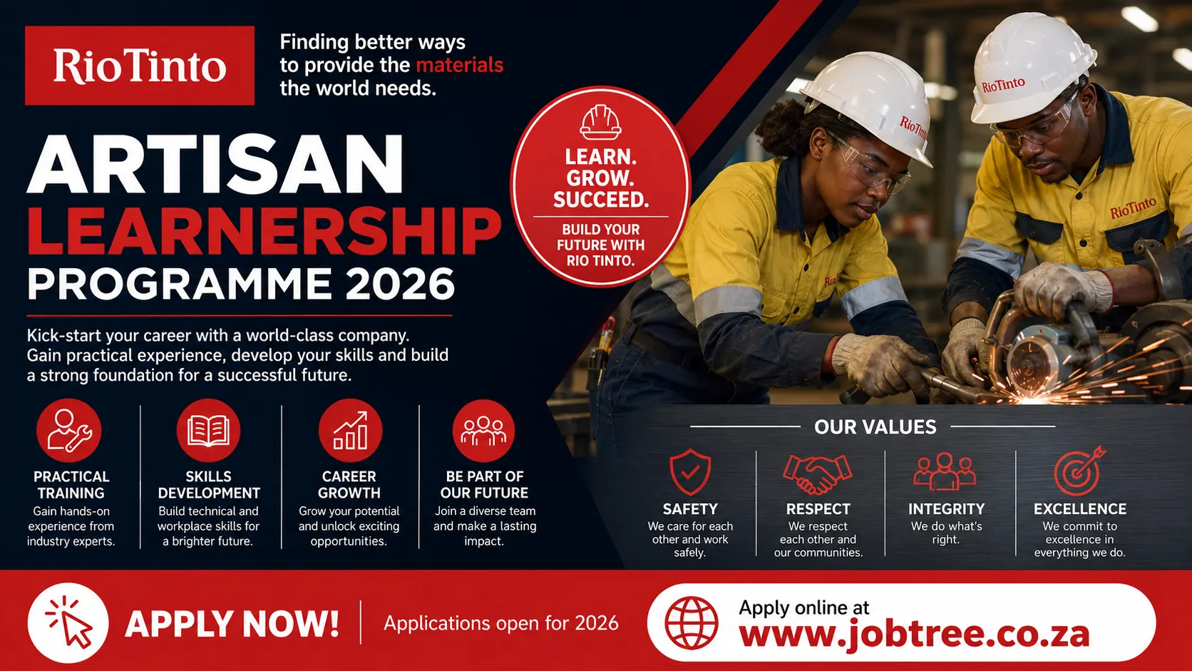 Rio Tinto Artisan Learnership Programme 2026